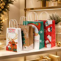 Sac shopping en papier kraft pour Noël avec poignée imprimée, vente en gros