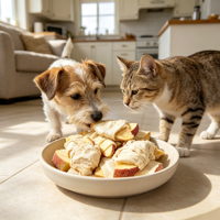 Friandise Protéinée Lyophilisée de Poulet Enveloppé d'Épluche de Pomme pour Chats Aïeux au Goût et Chiens de Petite Race – Complément Alimentaire