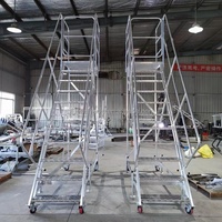 Escaliers en aluminium de sécurité industrielle personnalisés, plates-formes à marches, échelles avec attaches, pieds, niveleur de jambes