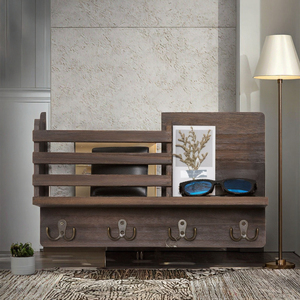 <span class=keywords><strong>Porte</strong></span>-clés <span class=keywords><strong>mural</strong></span> avec étagère, <span class=keywords><strong>porte</strong></span>-clés en <span class=keywords><strong>bois</strong></span> rustique, organisateur de courrier, crochets pour clés, manteaux, laisse de chien, lettres - Product Image 3