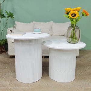 Table d'appoint ronde moderne INNOVA en bois massif blanc, durable et décorative, nouveau design européen contemporain pour la maison et la cuisine - Product Image 3