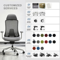 Chaise de bureau Sitstar 4D avec accoudoirs en mesh, pivotante, luxe, dossier haut, confort, chaise de patron, chaise de bureau ergonomique