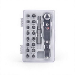 18 In 1 Ratcheting <b>Screwdriver</b> Set With Interchangeable Bits For Diy Repair Chrome Finish Aluminum Handle - Product Image 2