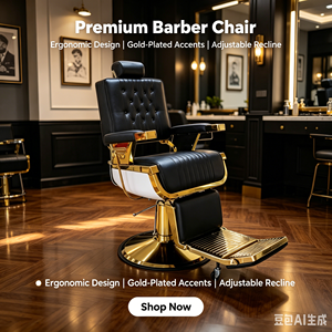 Sillón de Barbería de Lujo de Alta Calidad, Color Negro, Base de Acero Inoxidable, Cómodo, para Hombres, en Venta - Product Image 2