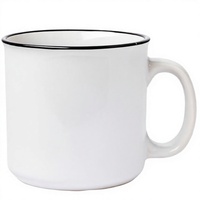 Mug Chubby 320ml en Céramique Épaisse Réutilisable avec Poignée Lisse, Glaçure Mate, Nouveauté, Parois Épaisses, Compatible Micro-ondes et Lave-vaisselle, Motif Logo