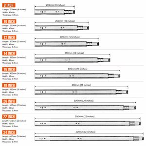 Guide per cassetti a estrazione totale con cuscinetti a sfera, 300mm 500mm, per ferramenta per <span class=keywords><strong>mobili</strong></span> - Product Image 3