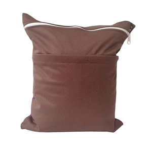 Bonbons couleur 2 fermeture éclair sac humide lavable imperméable couche humide sac de rangement de voyage 30x36 CM couleur unie Polyester poignée sac - Product Image 6