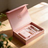 Emballage de boîte de beauté pour sérum de soin de la peau, personnalisé, rigide, magnétique, avec feuille d'or rose, gaufrage UV