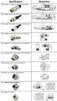 Connecteur de câble aéronautique M16 J09 en cuivre, fiche droite filetée IP40 à 7 broches de 16 mm avec tube de finition en plastique