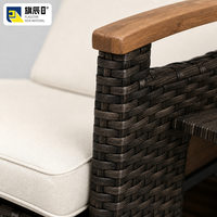Chaise longue pliable en rotin moderne avec table d'appoint rétractable, résistante aux UV, mobilier d'extérieur écologique, coussin en coton