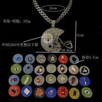 Collier Pendentif Sportif de Rugby Personnalisable avec Logo d'Équipe, Chaîne Maillons Plaqué Or, Forme de Ballon, Style Hip Hop, Idéal Cadeau pour les Fans