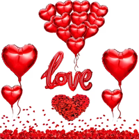 Perlengkapan Dekorasi Balon Tema Merah dengan Kelopak Mawar Sutra Merah untuk Hari Valentine, Lamaran Pernikahan, Pesta Pernikahan