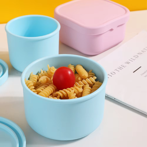 Contenedor de Alimentos de Silicona Bento 250 ml 600 ml Libre de BPA, a Prueba de Fugas, Apto <span class=keywords><strong>para</strong></span> Microondas, Reutilizable con Tapa <span class=keywords><strong>para</strong></span> Preparación de Comidas, Lonchera - Product Image 1