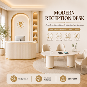 Escritorio Ejecutivo <span class=keywords><strong>de</strong></span> Madera para Consultorio Médico o Salón <span class=keywords><strong>de</strong></span> Belleza, Mesa <span class=keywords><strong>de</strong></span> Consulta <span class=keywords><strong>de</strong></span> Alto Brillo, <span class=keywords><strong>Muebles</strong></span> <span class=keywords><strong>de</strong></span> <span class=keywords><strong>Oficina</strong></span> Personalizados con Correderas Silenciosas para Cajones - Product Image 1