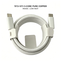 Kabel Pengisian Cepat USB-C ke USB-C 240W PD Putih Teranyam, Inti Tembaga Murni yang Tahan Lama untuk Komputer, iPhone 15 Pro Max & Earphone