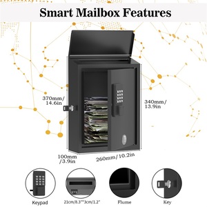 Buzón de Metal montado en la pared de gran capacidad resistente a la intemperie Buzón de <span class=keywords><strong>correos</strong></span> inteligente Buzón <span class=keywords><strong>digital</strong></span> exterior con cerradura electrónica - Product Image 4