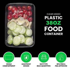 Boîte à lunch bento robuste, biodégradable, jetable, thermoformée en PP, 8x8 pouces, 3 compartiments, qualité alimentaire, pour préparation de repas - Product Image 2