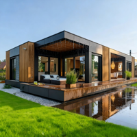 Maisons préfabriquées en acier léger écologiques, durables et imperméables de 50 m2, personnalisables pour salle de sport, entrepôt, cour, salle à manger - Style moderne