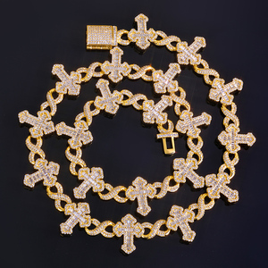 NUOYA alta gioielleria 15MM con catena di diamanti ghiacciata placcato in oro con fibbia a croce 8 caratteri con Design <span class=keywords><strong>infinito</strong></span> <span class=keywords><strong>collana</strong></span> di zirconi - Product Image 2
