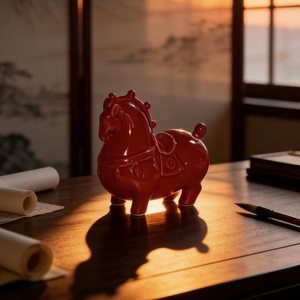 Ornamento Regalo Creativo di Alta Gamma per Capodanno, Decorazione per Ufficio e Soggiorno, Cavallo <span class=keywords><strong>Rosso</strong></span> in Resina Bozhiyi - Product Image 4
