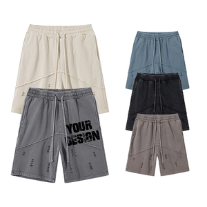 Pantaloncini con vecchi fori con due tasche con orlo laterale vecchio stile estivo pantaloncini da uomo 100 pantaloncini traspiranti con logo personalizzato in cotone - Product Image 6