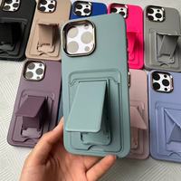 17 Étuis de Téléphone Multifonctionnels de Luxe avec Cadre Doré pour Objectif et Porte-Cartes, en Silicone Liquide Coloré Effet Peau, pour