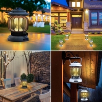 Lampes de camping rétro suspendues, lanterne de jardin portable, lampe de secours rechargeable LED pour le camping en plein air
