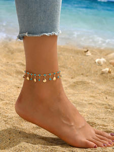 Chaîne de <span class=keywords><strong>cheville</strong></span> INS tendance été plage, turquoise, bleu, rouge, zircon, pampilles, bracelets à franges, chevillères vintage plaquées <span class=keywords><strong>or</strong></span> pour femme - Product Image 6