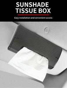 Venta Directa de Fábrica: Accesorios Universales para Automóviles, Caja de Pañuelos con Diseño de Fibra de Carbono y Gancho para Colgar en el Visor - Product Image 3