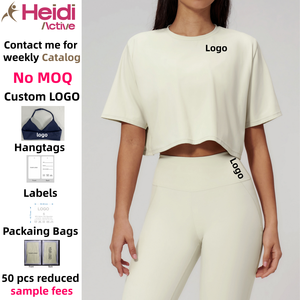 Vêtements de sport en promotion, t-shirt de sport respirant et confortable, coupe ample, manches courtes, haut de yoga pour femmes, haut de loisirs pour la course à pied - Product Image 1