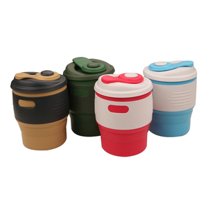 Gobelet en silicone pliable réutilisable de 350 ml, qualité alimentaire, tasse à café pliable pour les voyages et le camping - Product Image 5
