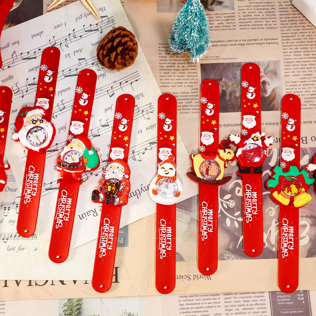 Cute Cartoon Red Silicone Watches Kids Quartz Movement 16mm Band Width 30mm Dial Display Pointer 10mm Case Thickness