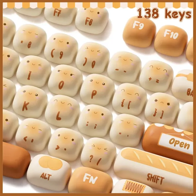 Steamed Bun Theme Keycap Cute MOG 138 Keys Keycap Cartoon Custom Thermal Sublimation Keycap for Keyboard Accessories Gifts