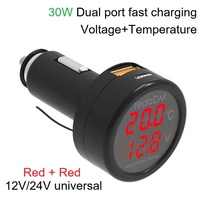 Termometer Tegangan Pengisian Cepat 4-in-1 USB dan Type-C PD 30W dengan Panel Meter Digital LED untuk Ponsel & Tablet