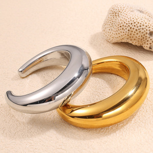 Open <b>Bangle</b> 18K Gold Plated Stainless Steel Women's Jewelry Light Luxury Simple <b>Bracelet</b> High-End Fashion Accessory - Product Image 3