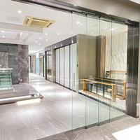 Système de Portes Coulissantes Intérieures en Verre Trempé Sans Cadre, Insonorisées, Fermeture Douce, Sans Rail, pour Cloisons de Bureau et Villas