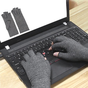 Sarung tangan kompresi Arthritis tembaga rami abu-abu sarung tangan Anti radang sendi sarung tangan pereda nyeri tangan bengkak dan terowongan karpal tanpa jari - Product Image 5