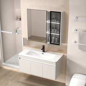 Mueble de <span class=keywords><strong>Baño</strong></span> Moderno de Acero Inoxidable Lacado, Montado en la Pared, 600 mm - Product Image 3