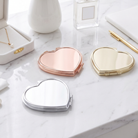 Miroirs grossissants double face 1X/2X, miroir de poche en métal en forme de cœur pour cadeau