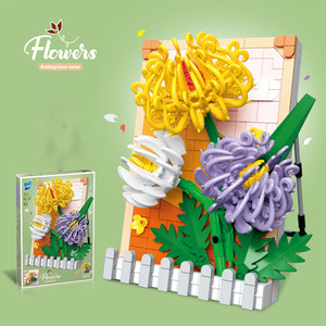 Nuevo diseño, juegos de bloques de construcción 3D, marco de fotos DIY para flores, orquídea de crisantemo, decoración del hogar con flores pintadas - Product Image 3