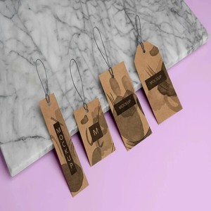 Etiquetas ecológicas para marcas de ropa hechas de papel reciclado con impresión personalizada y hilo natural para etiquetas de moda. - Product Image 2