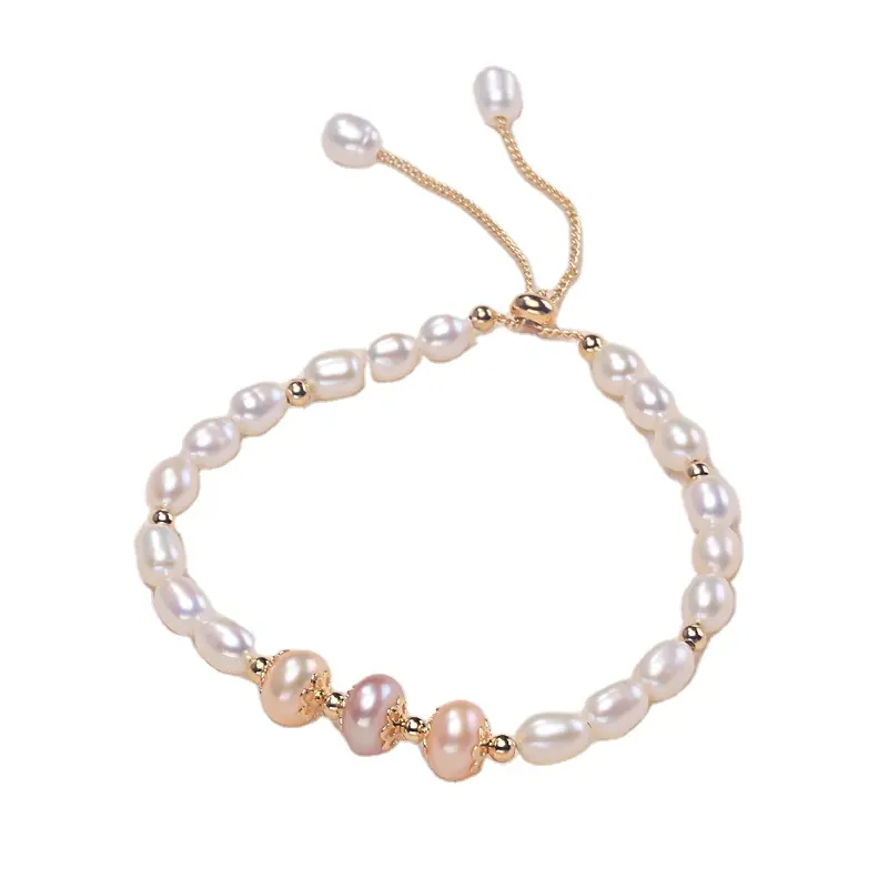 Bracelet en perles ovales d'eau douce, bijoux naturels, 2 pièces, bon marché, divers perles