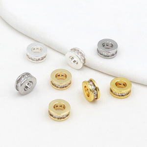 14K gold-plated, color-preserving wheel-shaped <b>beaded</b> necklace/bracelet with cubic zirconia <b>set</b> in a DIY handmade - Product Image 4