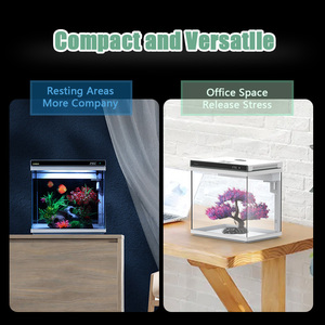 Grosir Tangki Ikan Akuarium Lampu <span class=keywords><strong>Led</strong></span> Tangki Ikan Kecil Filter Internal Akuarium Kaca Ultra Putih dengan Tampilan Suhu - Product Image 4