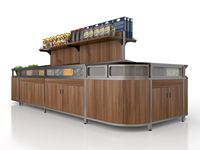 Staal houten fruit- en groentepresentatierek, schap, standaard, productenrek, tafel voor supermarkt