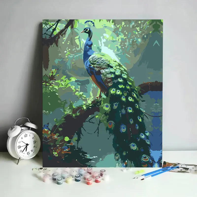 Zahlenmalerei Ölfarbe für erwachsene Tiere ohne Rahmen 40 × 50 cm 3 Pinsel und hochwertige Acrylfarbe