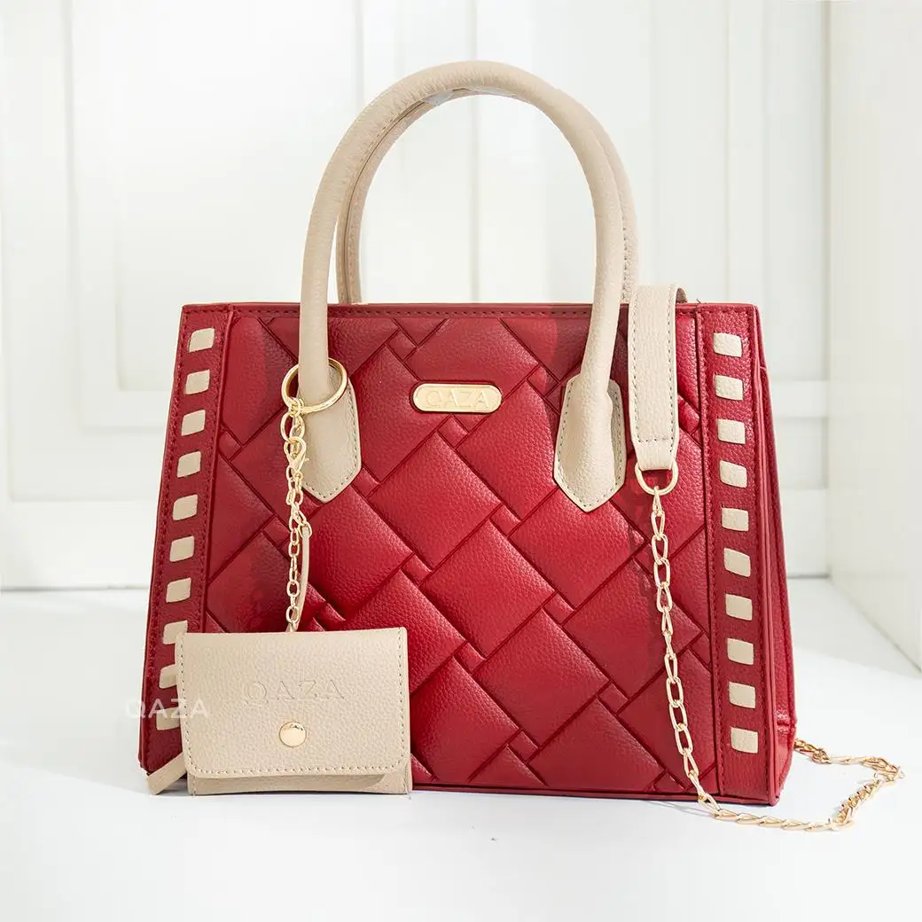 Jiali QAZA Square Embossed big hand bags ladies handbags and wallet sets newest design fashion style designer handbags