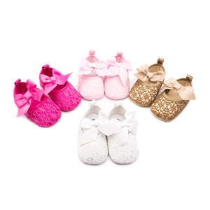 Chaussures brodées de ballerine pour bébé fille, à gros nœud, jolies chaussures légères, de printemps et d'été, pour nourrisson, robe de poussette - Product Image 1