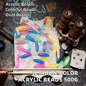 Cuentas Ovaladas de Acrílico Lucite de Plástico JC Multicolor Fantasía 6x19mm 500g/bolsa para Fabricación de Joyas y Accesorios de Ropa al por Mayor - Product Image 2