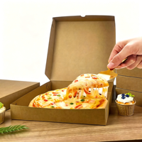 Boîtes carrées sur mesure en papier couché biodégradable, dossiers personnalisés écologiques, emballages pour pizzas, sushis, chips de pommes de terre avec poignée